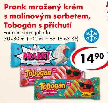 Prank mražený krém s malinovým sorbetem, Tobogán s příchutí , 70-80 ml