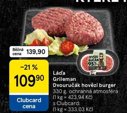 Láďa Grileman Dvouručák hovězí burger, 330 g 