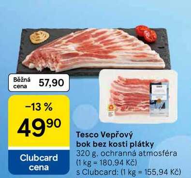 Tesco Vepřový bok bez kosti plátky, 320 g