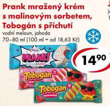 Prank mražený krém s malinovým sorbetem, Tobogán s příchutí , 70-80 ml