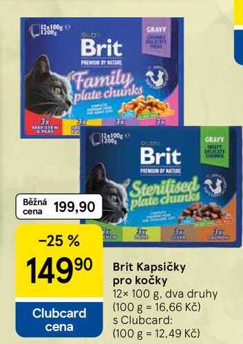 Brit Kapsičky pro kočky, 12x 100 g, dva druhy