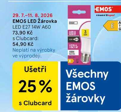 EMOS LED Žárovka LED E27 14W A60