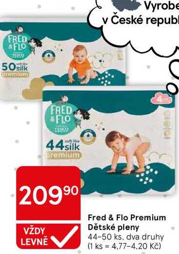 Fred & Flo Premium Dětské pleny, 44-50 ks, dva druhy