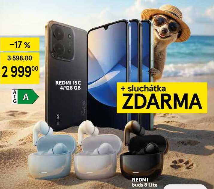 REDMI 15C 4/128 GB + sluchátka ZDARMA