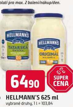 Hellmann's tatarská omáčka, majonéza 625ml, vybrané druhy