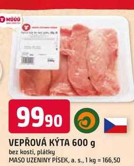 VEPŘOVÁ KÝTA 600 g bez kosti, plátky