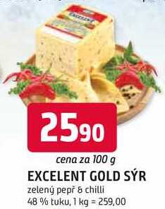 EXCELENT GOLD SÝR zelený pepř & chilli 48 % tuku, 100g