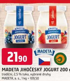 MADETA JIHOČESKÝ JOGURT 200g tradiční, 2,5 % tuku