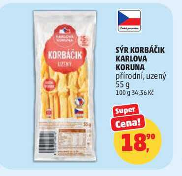 SÝR KORBÁČIK KARLOVA KORUNA přírodní, 55 g