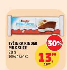 TYČINKA KINDER MILK SLICE, 28 g 