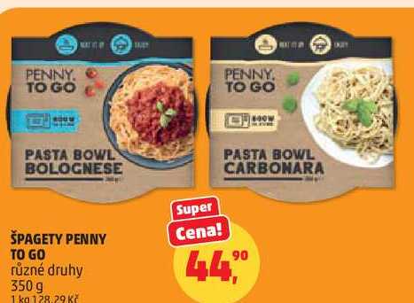 ŠPAGETY PENNY TO GO různé druhy, 350 g