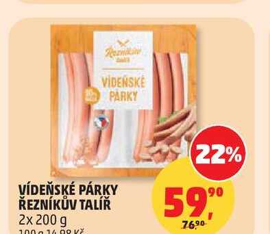 VÍDEŇSKÉ PÁRKY ŘEZNÍKŮV TALÍŘ, 2x 200 g 