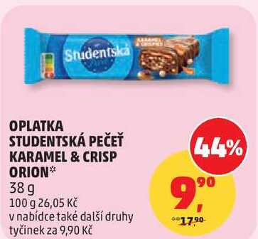 OPLATKA STUDENTSKÁ PEČEŤ KARAMEL & CRISP ORION, 38g  