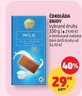 ČOKOLÁDA ENJOY vybrané druhy, 100 g