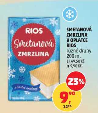SMETANOVÁ ZMRZLINA V OPLATCE RIOS různé druhy, 200 ml  