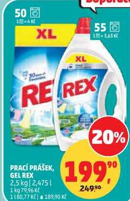 PRACÍ PRÁŠEK, GEL REX, 2,5 kg, 2,475 l