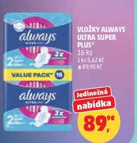 VLOŽKY ALWAYS ULTRA SUPER PLUS, 16 ks