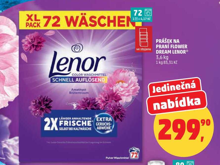 PRÁŠEK NA PRANÍ FLOWER DREAM LENOR, 3,6 kg