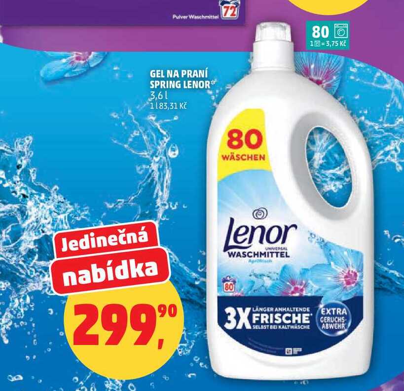 GEL NA PRANÍ SPRING LENOR, 3,6 l