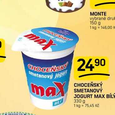 CHOCEŇSKÝ SMETANOVÝ JOGURT MAX BÍLY 330 g