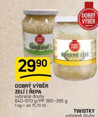 DOBRÝ VÝBĚR ZELÍ | ŘEPA vybrané druhy 640-670 g/PP 360-395 g
