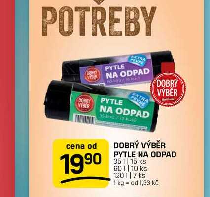 DOBRÝ VÝBĚR PYTLE NA ODPAD 35 || 15 ks 