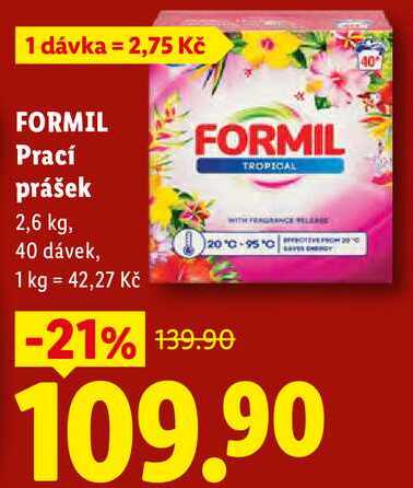FORMIL Prací prášek, 2,6 kg/40 dávek