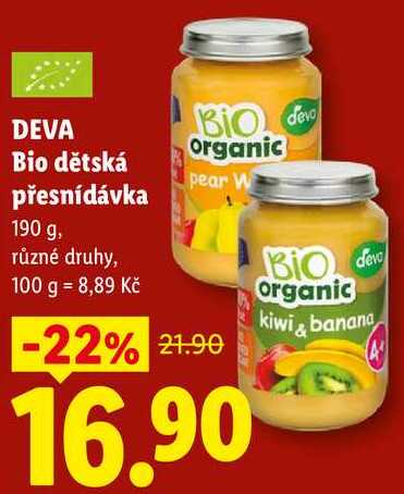 DEVA Bio dětská přesnídávka, 190 g