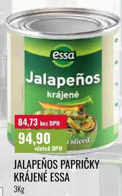 JALAPEÑOS PAPRIČKY KRÁJENÉ ESSA, 3Kg  