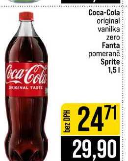 Coca-Cola original vanilka zero Fanta pomeranč Sprite 1,5l