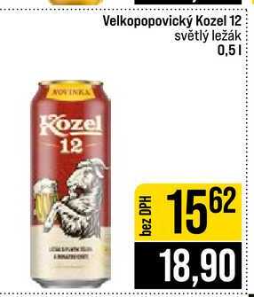 Velkopopovický Kozel 12 světlý ležák 0,5l