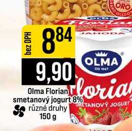 Olma Florian smetanový jogurt 8% různé druhy 150 g