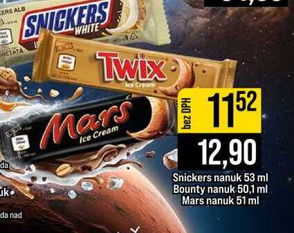Snickers nanuk 53 ml Bounty nanuk 50,1 ml Mars nanuk 51 ml 