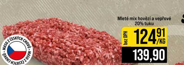 Mleté mix hovězí a vepřové 20% tuku 1kg