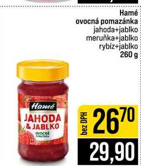 Hamé ovocná pomazánka jahoda+jablko meruňka+jablko rybíz+jablko 260 g 