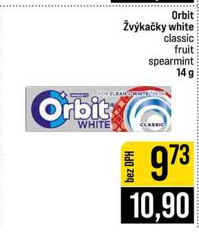 Orbit Žvýkačky white classic fruit spearmint 14 g 