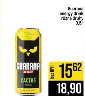 Guarana energy drink různé druhy 0,5l