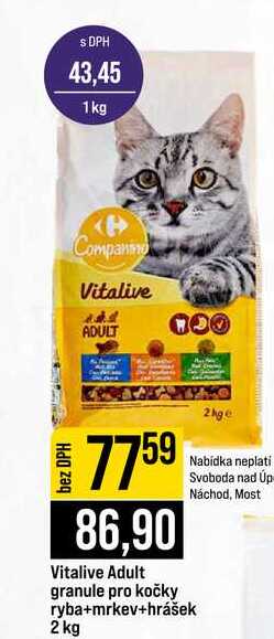 Vitalive Adult granule pro kočky ryba+mrkev+hrášek 2 kg