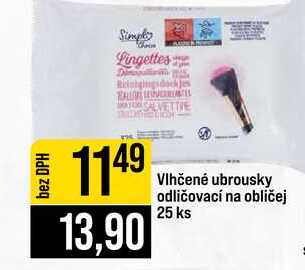 Vlhčené ubrousky odličovací na obličej 25 ks 