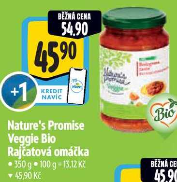 Nature's Promise Veggie Bio Rajčatová omáčka, 350 g 