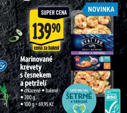Marinované krevety s česnekem a petrželí 200 g