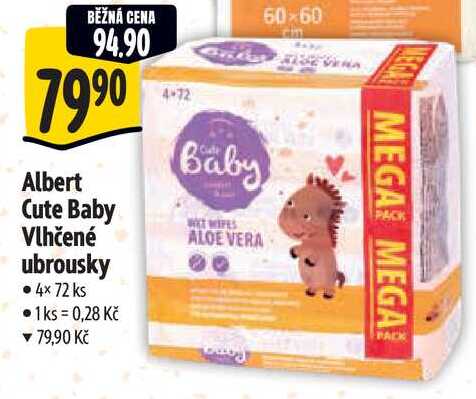 Albert Cute Baby Vlhčené ubrousky, 4x 72 ks