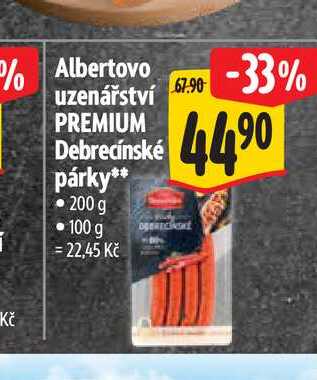 Albertovo uzenářství PREMIUM Debrecínské párky 200 g