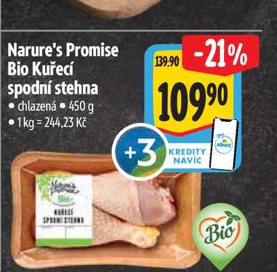 Narure's Promise Bio Kuřecí spodní stehna chlazená 450 g