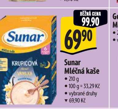   Sunar Mléčná kaše  210g 