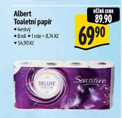 Albert Toaletní papír 4vrstvý 8 rolí