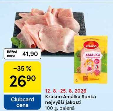 Krásno Amálka Šunka nejvyšší jakosti, 100 g, balená