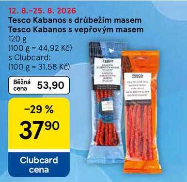 Tesco Kabanos s drůbežím masem, 120 g
