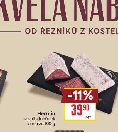 Hermín z pultu lahůdek cena za 100 g