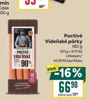 Poctivé Vídeňské párky 180 g